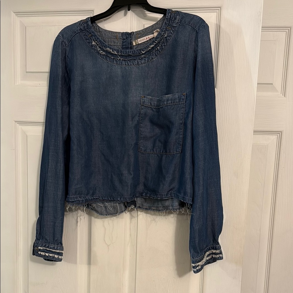 Chelsea & Violet Blue Frayed Denim Shirt